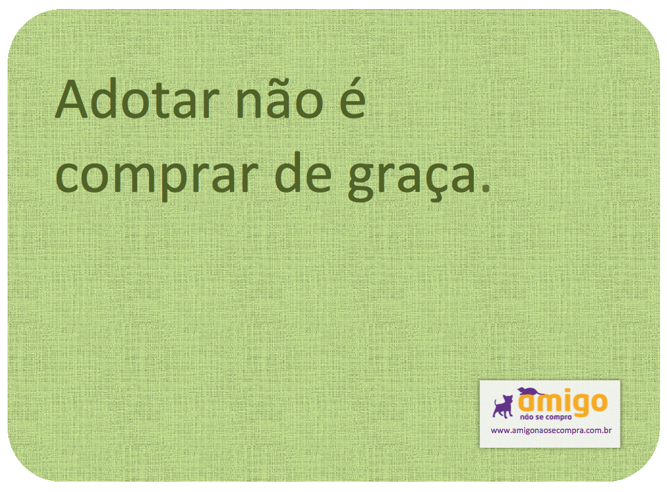 Adotar não é comprar de graça.